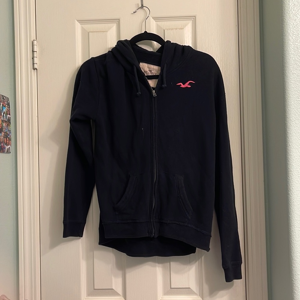 Black Hollister zip up jacket